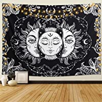 Los mejores  - Dremisland Tapiz de Pared Indio Hippie Bohemio Mandala psicodélico Colgar en la Pared Lanzar Luna y Sol Tapices Blanco…